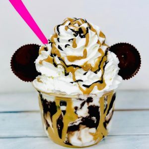Vanilla Ice Ice PB Reese’s Hot Fudge Sundae